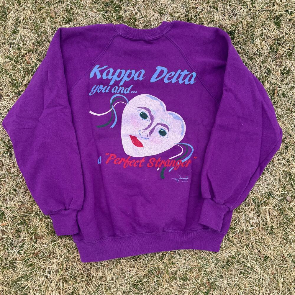 Women's Vintage 80's Kappa Delta Sorority Purple Crewneck Pullover Sweatshirt S